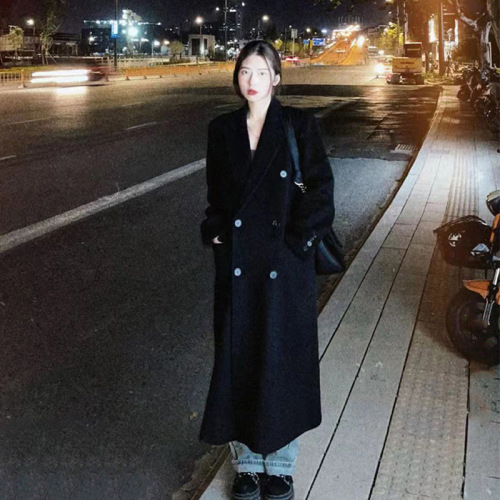  Autumn and Winter New Fashion Woolen Coat Women's Mid-Length Over Knee New Style Tall Suit Woolen Coat