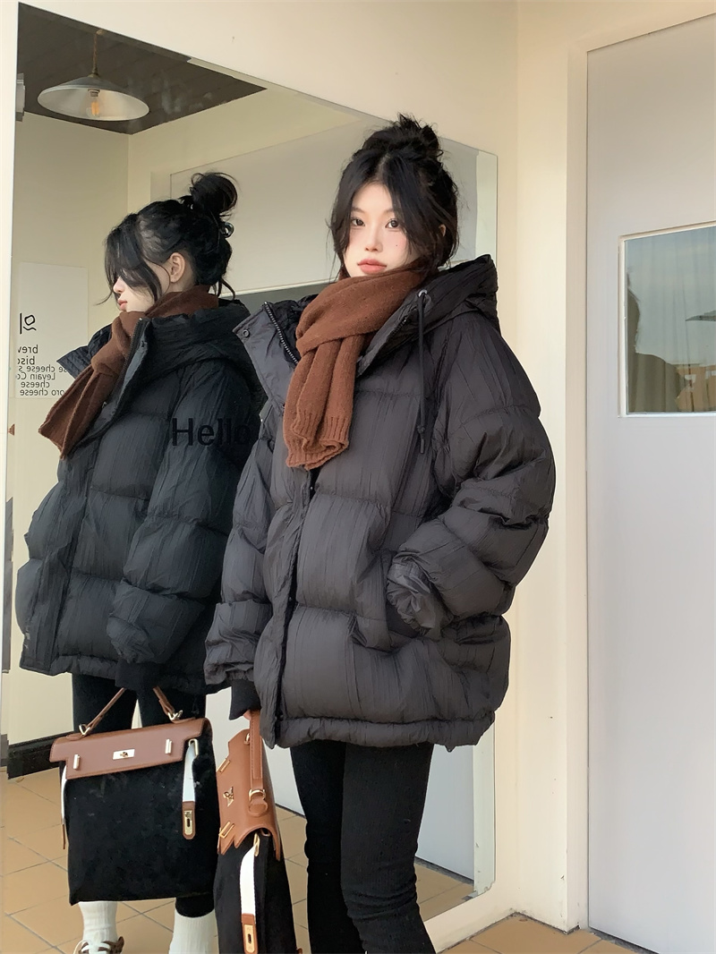 Real shot~Basic winter warm hooded bread coat, cotton coat and cotton coat for women