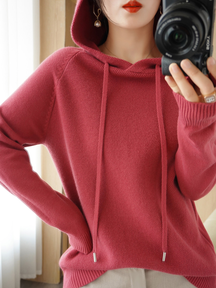New autumn and winter hooded pullover long-sleeved sweater for women loose casual thickened bottoming sweater warm sweatshirt hoodie