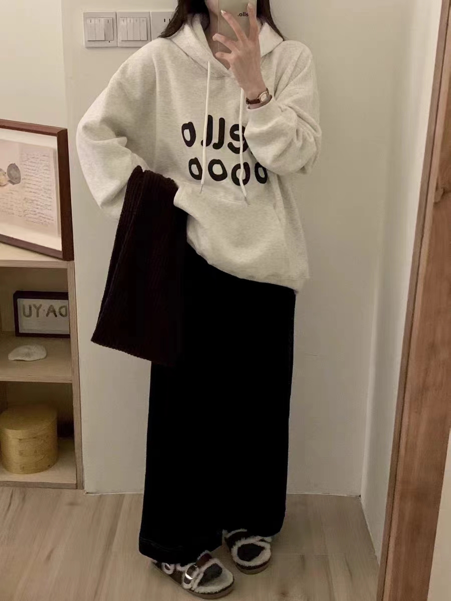 Thin Chinese cotton milk silk plus velvet Chinese cotton silver fox velvet printed sweatshirt women's hooded simple high-end top