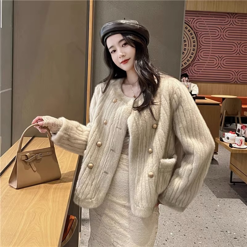 Original fabric quality 2023 autumn and winter new style internet celebrity double-breasted pure lust style jacket