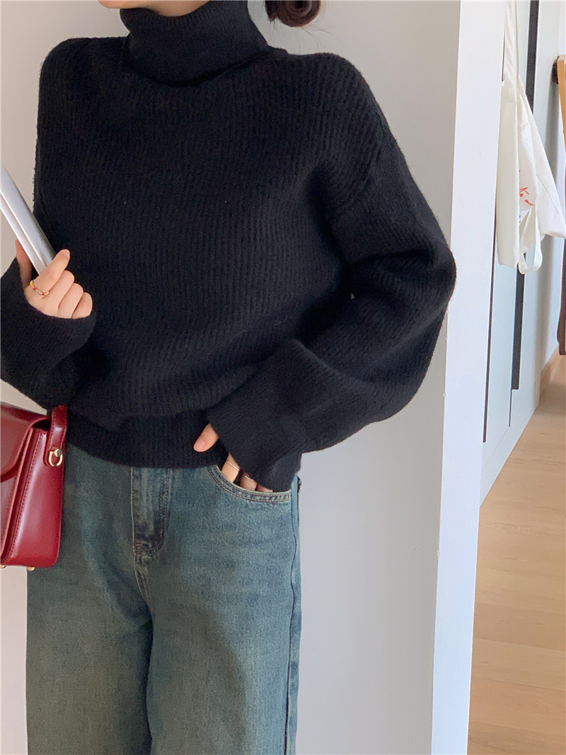 Actual shot~~New autumn and winter Korean style turtleneck, long-sleeved, versatile slimming sweater, women's outer top