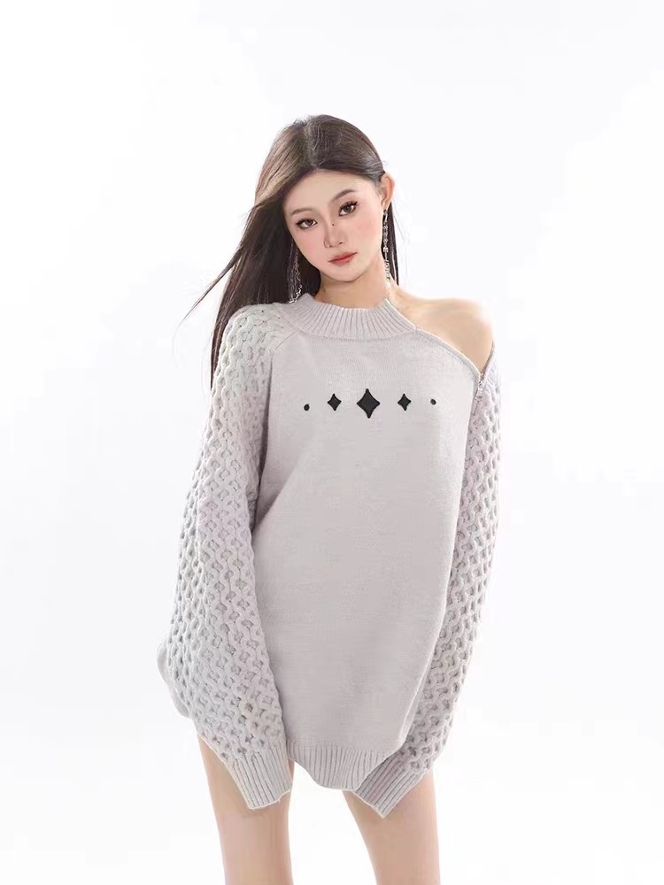 美式復古慵懶風手掌毛衣2023新款男女同款潮流寬鬆百搭針織上衣