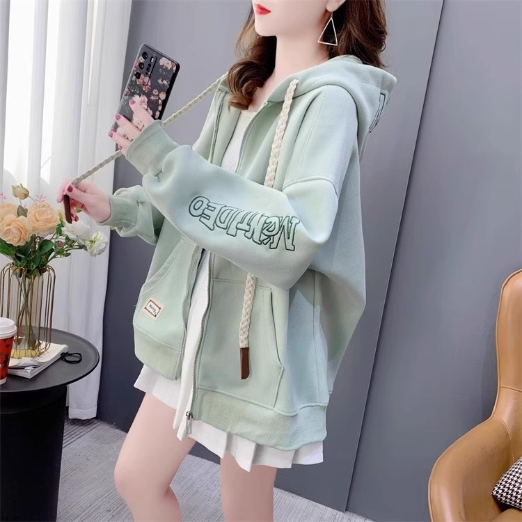 Official picture of imitation cotton Chinese cotton composite shell velvet autumn and winter plus velvet hooded loose design sweatshirt women's top trendy
