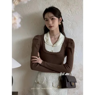Korean style temperament knitted cardigan autumn new style for women soft and waxy lazy single breasted small fragrant style outer sweater jacket pink