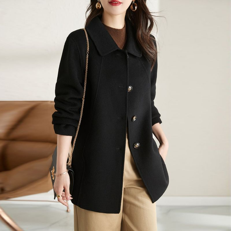 Longfengni 350g new autumn and winter coat mid-length slim slim doll collar small woolen coat for women