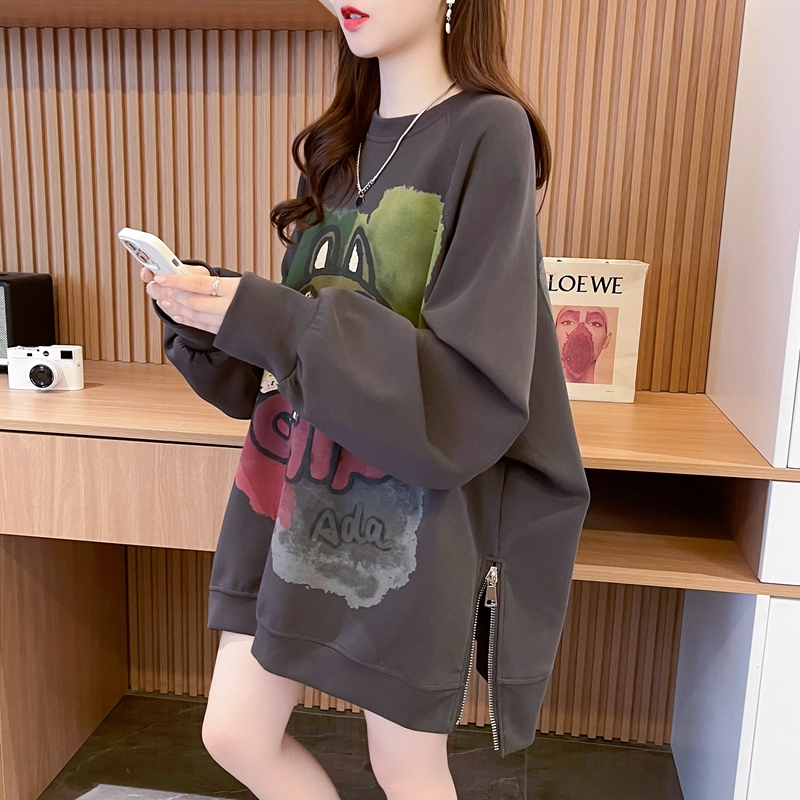 實拍圖仿華棉複合220克銀狐絨/後包領/全件壓線秋冬加絨衛衣女