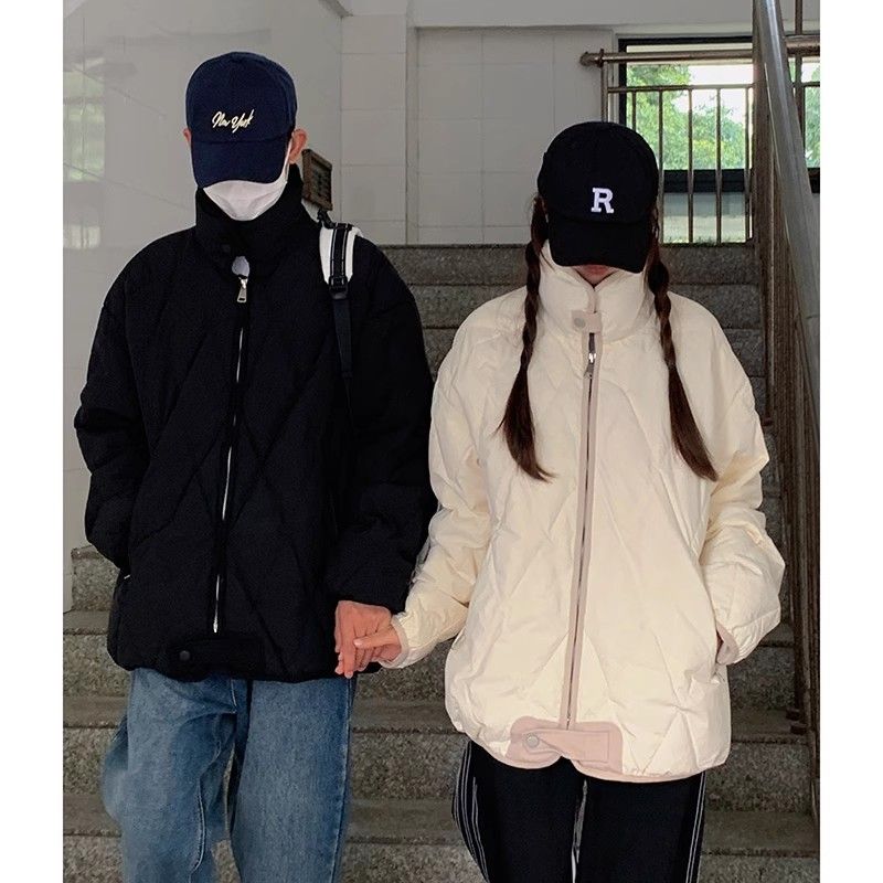 New winter American style bread clothes for students, Korean cotton clothes for women, quilted cotton clothes, rhombus cotton jackets official photo