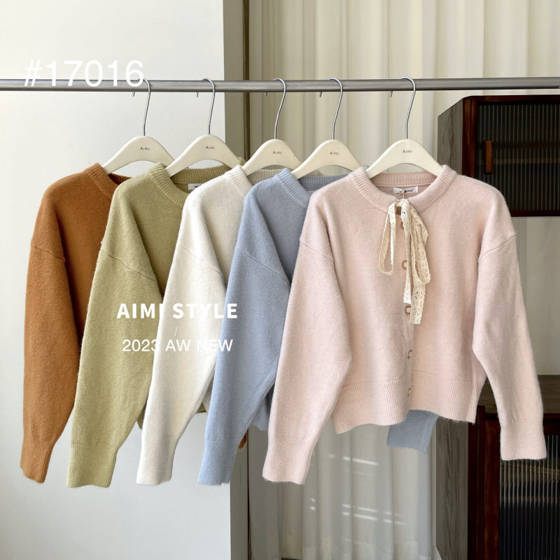 Aimistyle original original bow lace lace knitted cardigan for women loose versatile sweater jacket for women