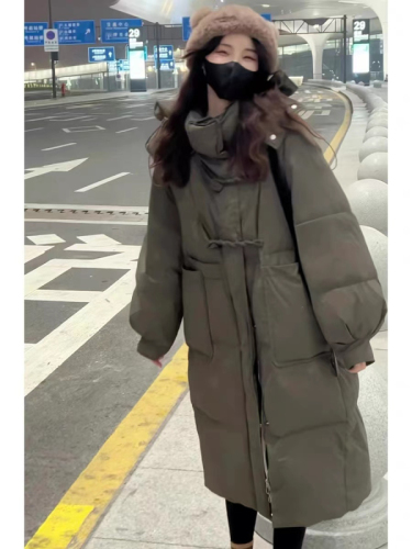 Korean style hooded 2023 winter new down jacket women's mid-length fashionable thickened bread coat and cotton jacket