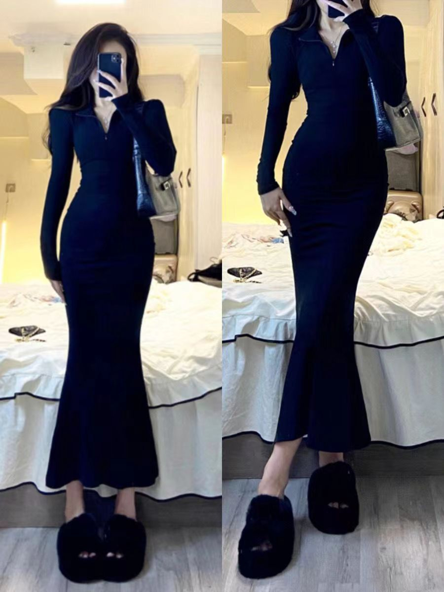Spring Women's 2023 New Pure Desire Stepmother Dress Women's Autumn and Winter Slim Fit Hot Girl Hip-covering Long Skirt