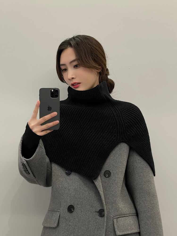 高領套頭韓版圍巾女冬季保暖高級感披肩圍脖百搭純色新款針織脖套