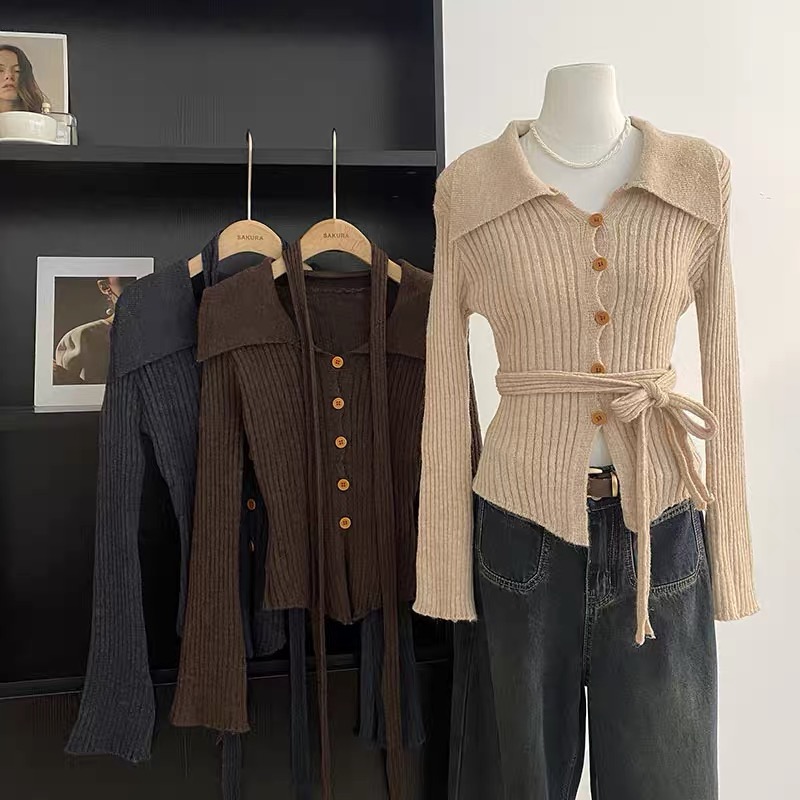 2023 autumn new fashionable loose slimming long-sleeved tops fashionable and versatile loose slimming knitted cardigan
