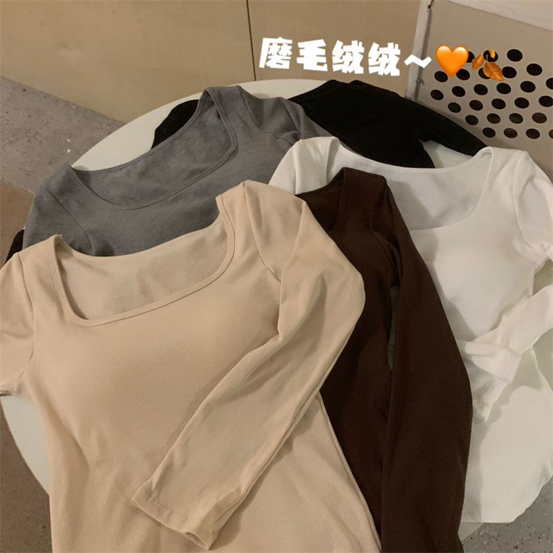 實拍~秋冬基礎款收腰顯瘦休閒內搭上衣女