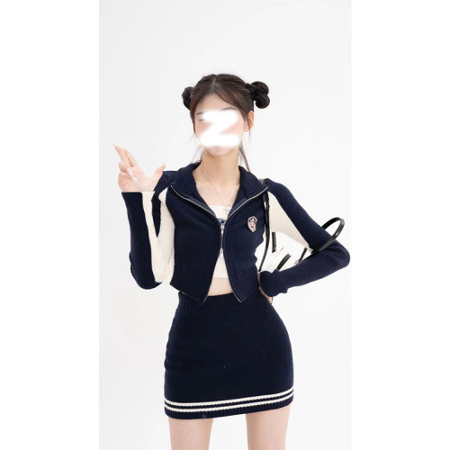 American college-style casual fashion suit for women in spring and autumn high-end Internet celebrity street sports skirt two-piece set