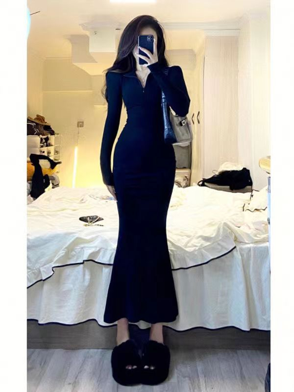 Spring Women's 2023 New Pure Desire Stepmother Dress Women's Autumn and Winter Slim Fit Hot Girl Hip-covering Long Skirt