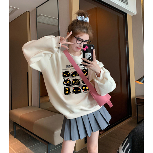 Official picture of autumn and winter velvet fun round-neck sweatshirt for women  new style fashionable age-reducing high-end trendy tops