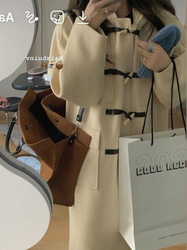Small woolen coat for women 2023 new autumn and winter high-end Korean style gentle mid-length coat