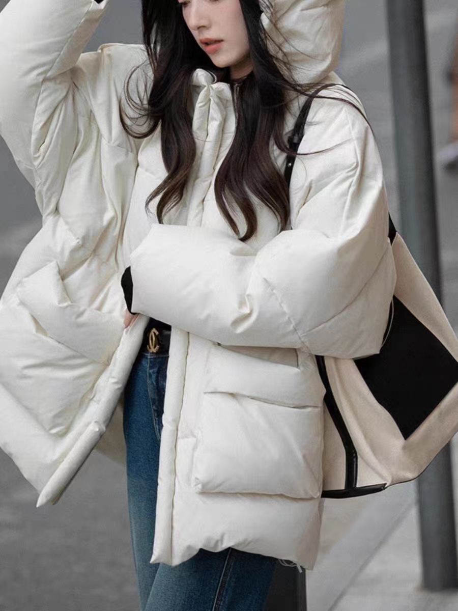 2023 New Women's Hooded Bun Winter Thickened Loose Down Jacket Warm and Thickened