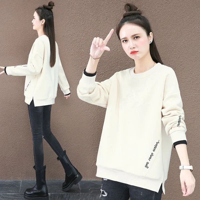 Korean style jacket with velvet/non-velvet, new style sweatshirt for women, round neck, loose, stylish, pullover, casual top, trendy
