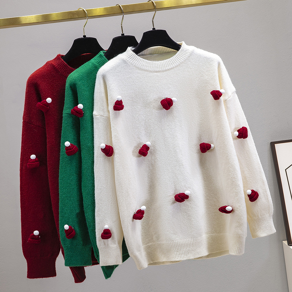 Beautiful Christmas sweater for women in autumn and winter design niche 2023 new retro Japanese style lazy style long-sleeved sweater