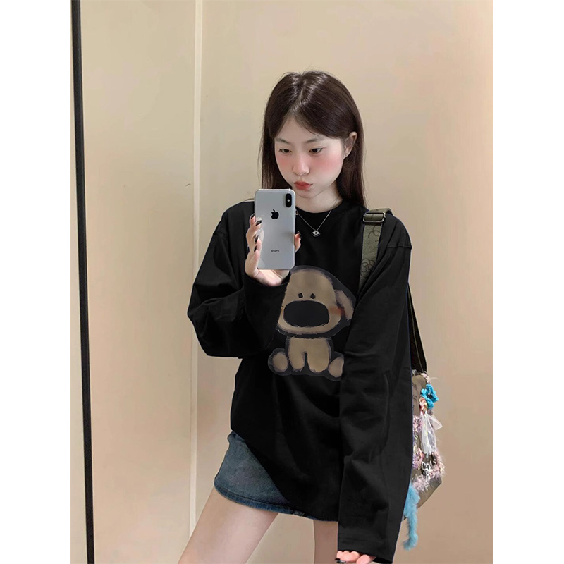 220g rear bag spring, autumn and winter new loose cotton bottoming long-sleeved T-shirt