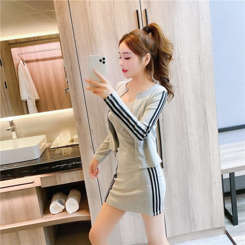 036# Autumn suit for women Korean style fashionable waist-cinching sexy hip-hugging Internet celebrity style dress two-piece trendy set