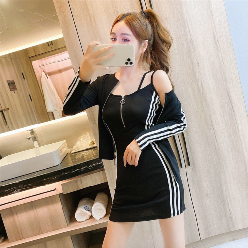 036# Autumn suit for women Korean style fashionable waist-cinching sexy hip-hugging Internet celebrity style dress two-piece trendy set