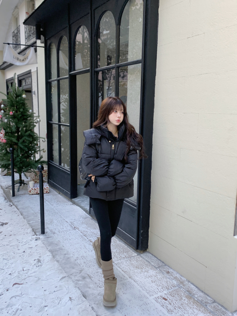 實拍 冬季保暖顯瘦加厚羽絨棉服外套女連帽拉鏈時尚麵包服