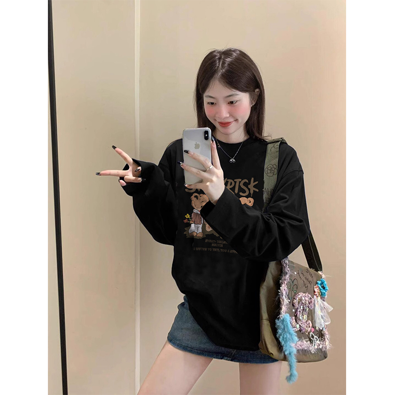 New spring, autumn and winter loose cotton bottoming long-sleeved T-shirt