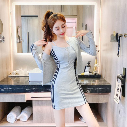 036# Autumn suit for women Korean style fashionable waist-cinching sexy hip-hugging Internet celebrity style dress two-piece trendy set