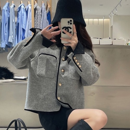  autumn and winter new style small fragrance double-sided cashmere coat women's short small gold buckle French small woolen coat