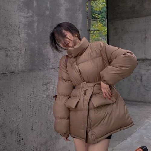 Cotton coat for women  new winter Korean style student loose cotton jacket waist warm cotton coat thick coat mid-length