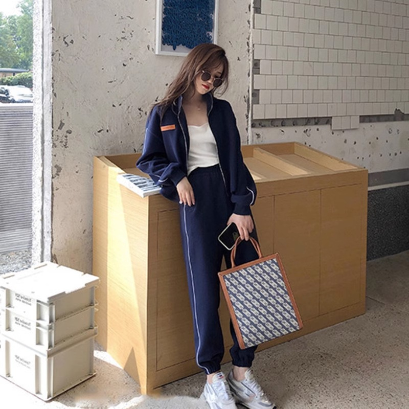 Spring and Autumn Plus Size Women's Loose Casual Fashion Sportswear Two-piece Set Western Style Slimming Fat mm Suit 200 Jin 300