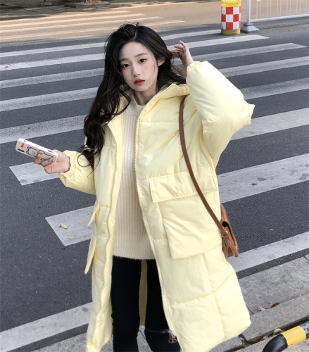 Real shot of cotton-padded clothes for women mid-length knee-length cotton-padded jacket 2023 milk fufu Korean style loose bread jacket
