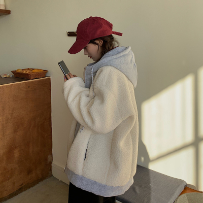 秋冬羊羔毛絨短外套女潮ins百搭棒球服加絨加厚韓版寬鬆開衫衛衣