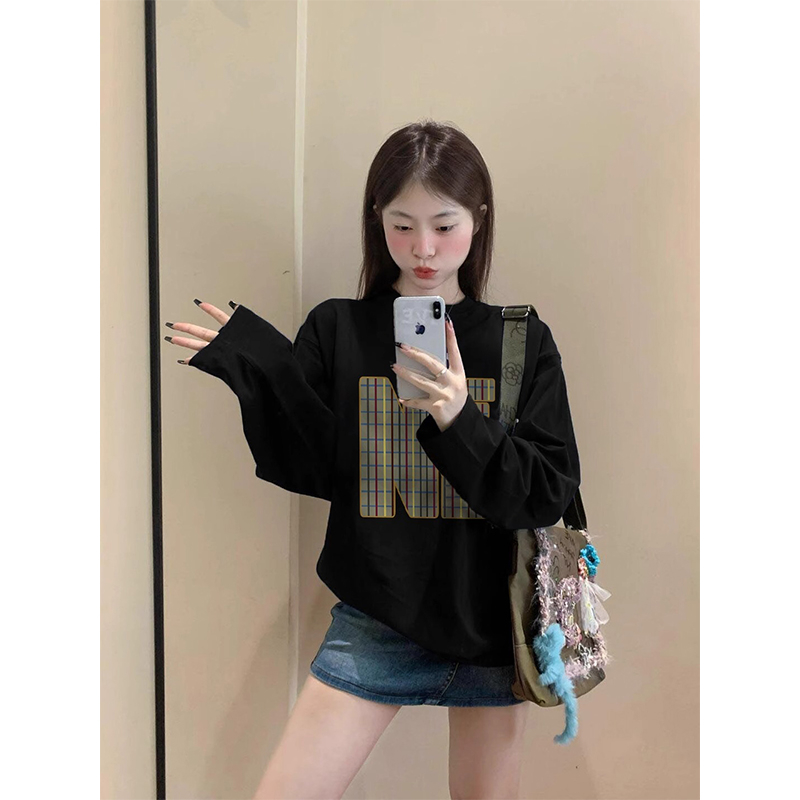 New spring, autumn and winter loose cotton bottoming long-sleeved T-shirt