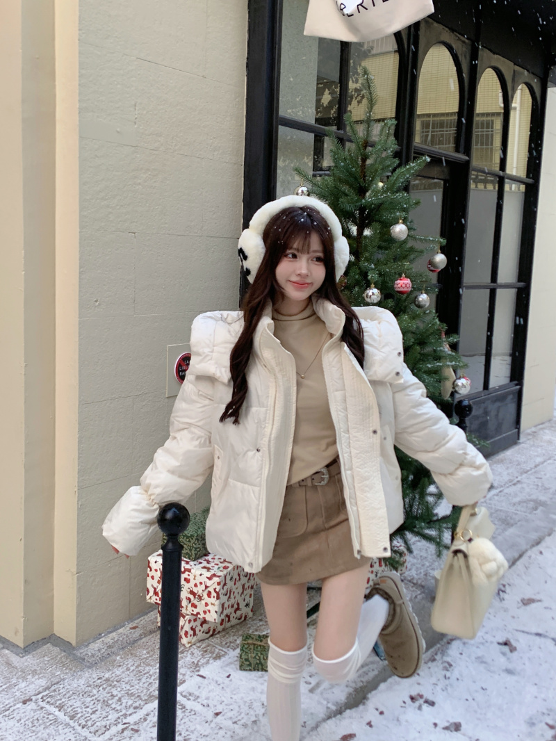 實拍 冬季保暖顯瘦加厚羽絨棉服外套女連帽拉鏈時尚麵包服