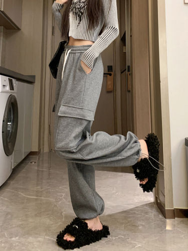  Autumn and Winter New Elastic Waist Drawstring Leg Pants Loose Fashion Overalls Casual Pants Women's Clothing