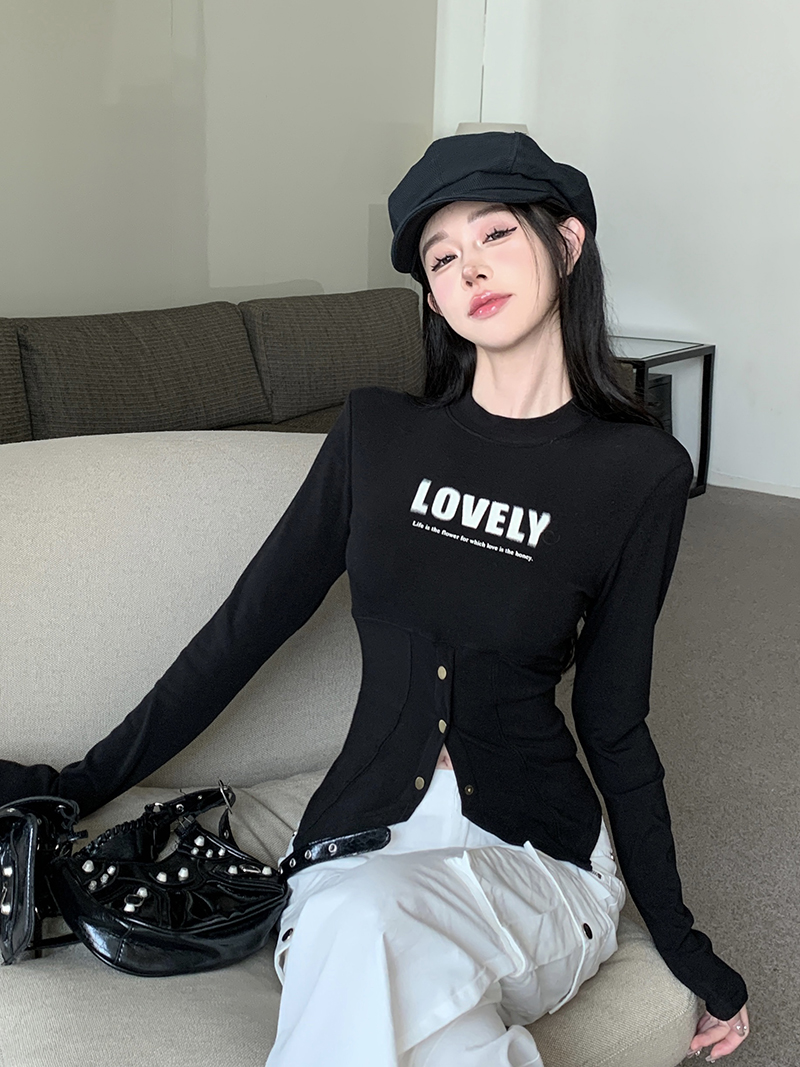 Actual shot of autumn and winter unique and unique design brushed plus velvet top with bottoming round neck long-sleeved T-shirt