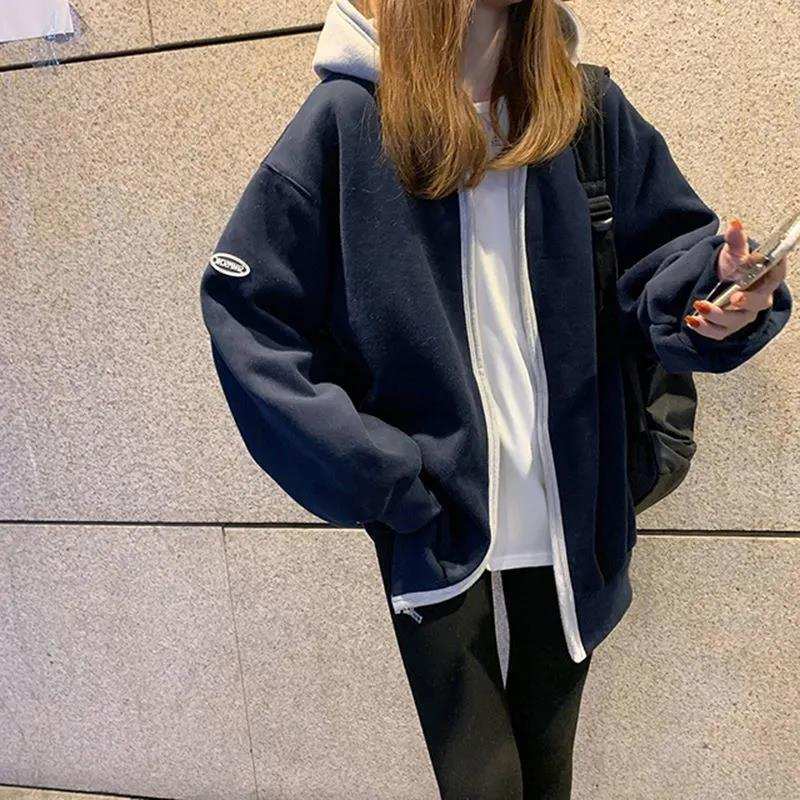 Velvet hooded sweatshirt design niche street baseball uniform jacket autumn and winter women