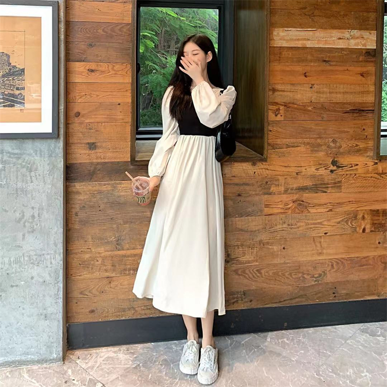 Small fresh and gentle style dress, waist slimming in autumn and winter, niche design, ins super fairy first love long dress