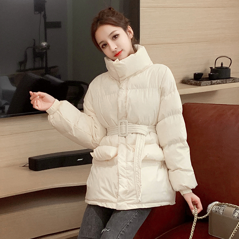 Cotton coat for women 2023 new winter Korean style student loose cotton jacket waist warm cotton coat thick coat mid-length