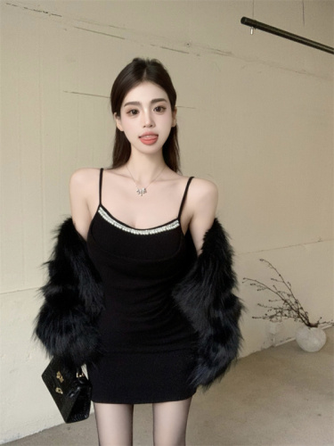 Actual shot of pure lust style cashmere pearl suspender skirt winter waist slimming dress