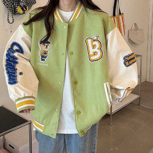 美式復古棒球服外套女春秋季街頭寬鬆學生韓版設計感小眾夾克上衣