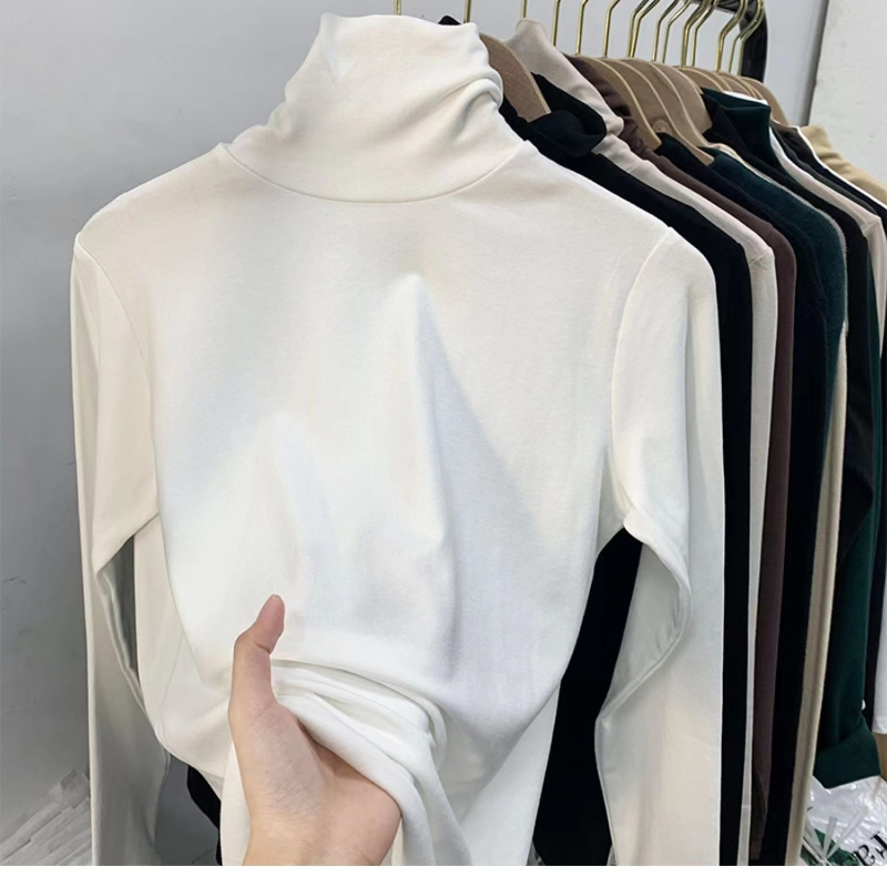 Autumn and winter high-neck Xiude velvet thickened warm bottoming shirt for women with stylish pile collar long-sleeved T-shirt top