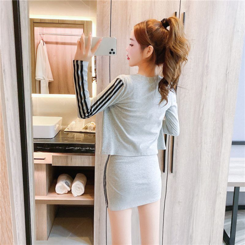 036# Autumn suit for women Korean style fashionable waist-cinching sexy hip-hugging Internet celebrity style dress two-piece trendy set