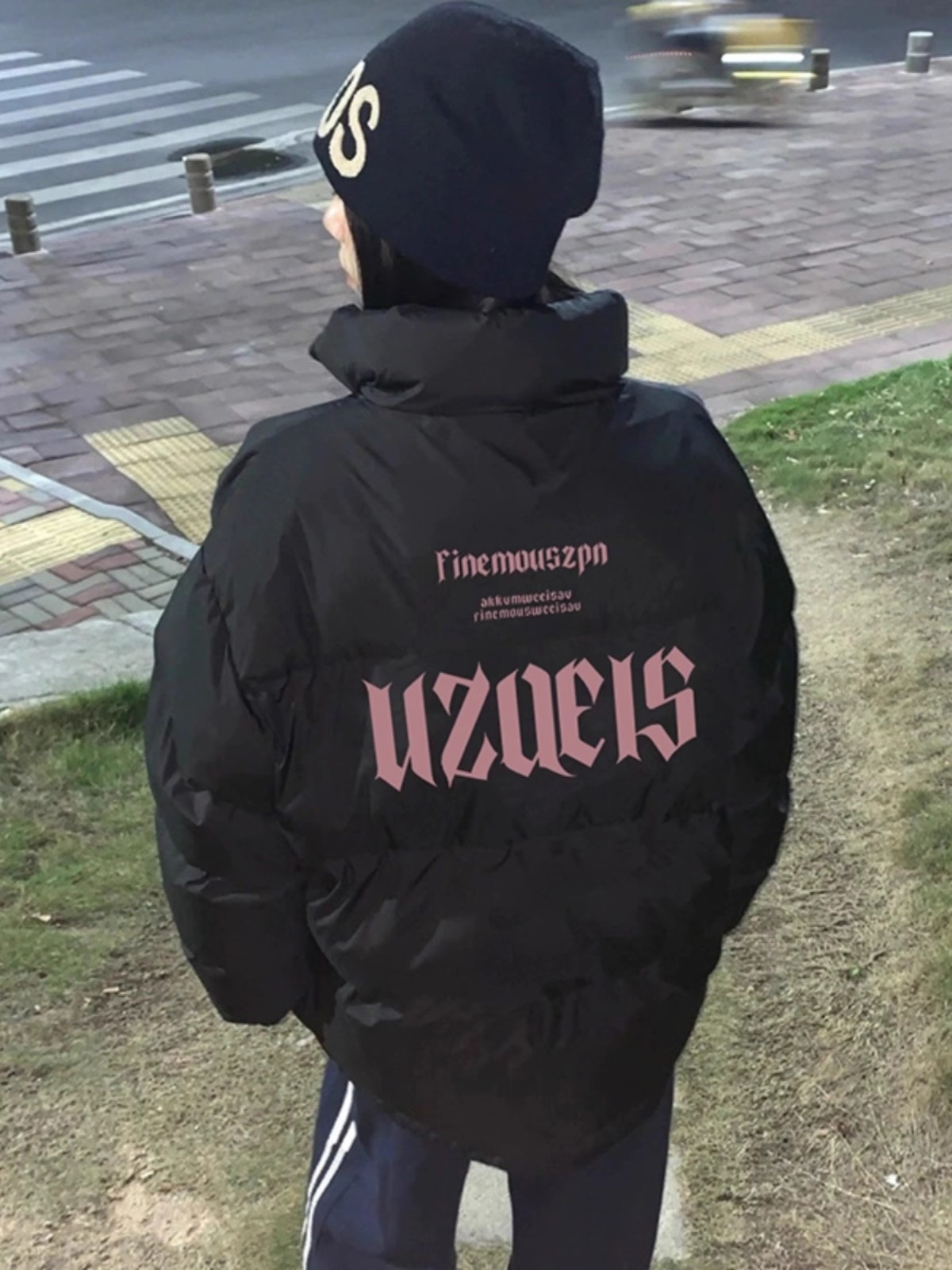 Hand-stuffed cotton padded jacket winter new loose thickened cotton coat printed coat for women
