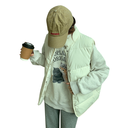 Real shot of vest for women  autumn and winter new Korean version bm niche student ins down cotton jacket vest jacket