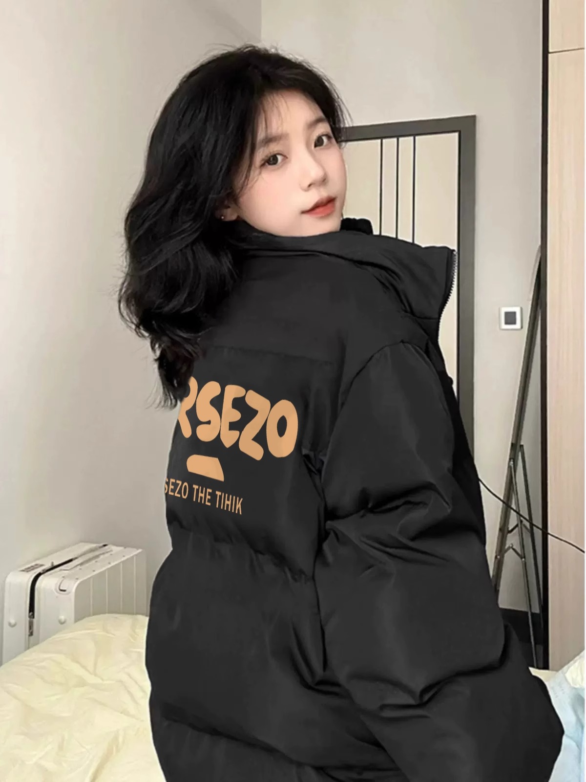 Hand-stuffed cotton padded jacket winter new loose thickened cotton coat printed coat for women